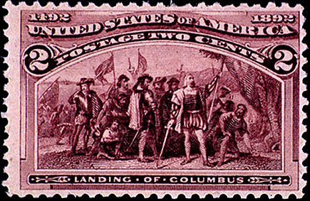 Image result for images of columbus landing, postage stamp